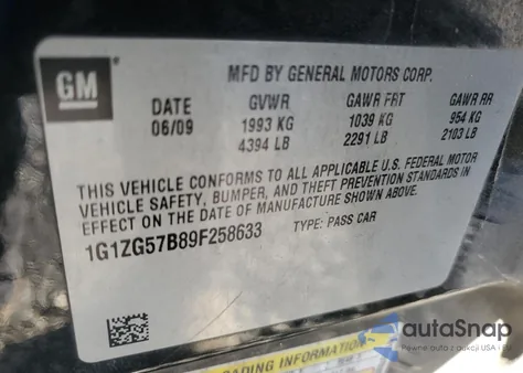 2009 Chevrolet Malibu Ls from USA, damaged, VIN 1G1ZG57B89F258633